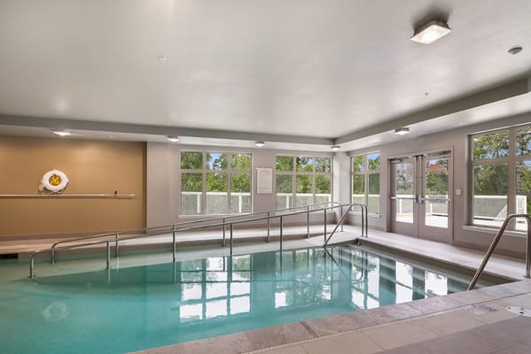 Indoor pool area with accessibility features