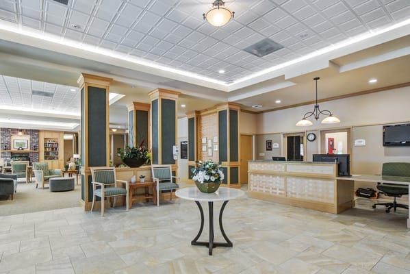 Bright and welcoming lobby area with seating