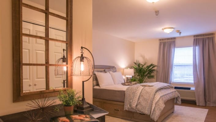 Cozy private resident room with warm decor