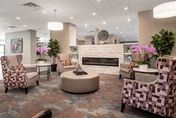 Bright common area with comfortable seating