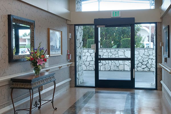 Interior view of a hallway with decorative elements