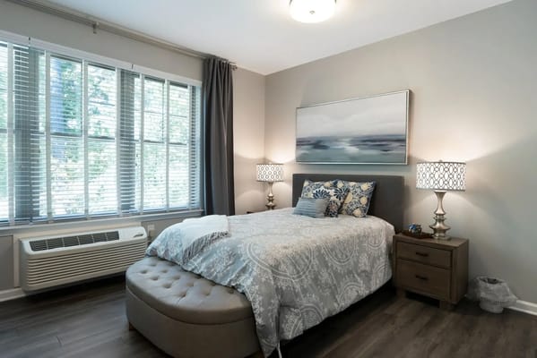 Cozy private room with comfortable bed and natural light