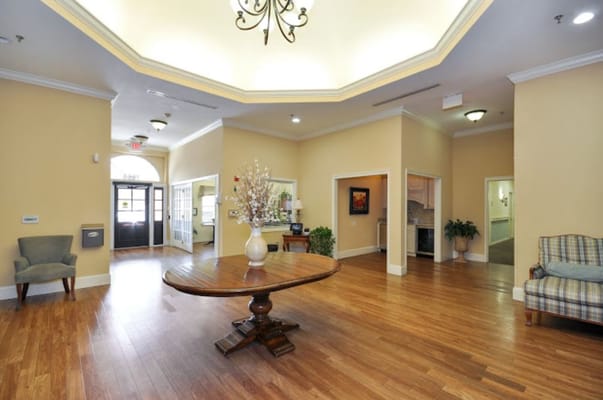 Bright interior view of a common area in the facility