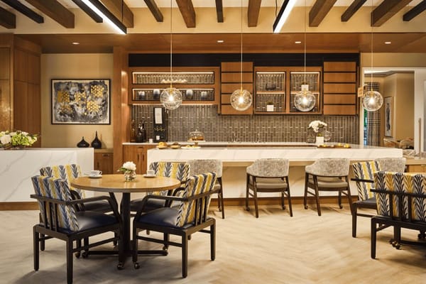 Well-designed common area with modern decor and seating