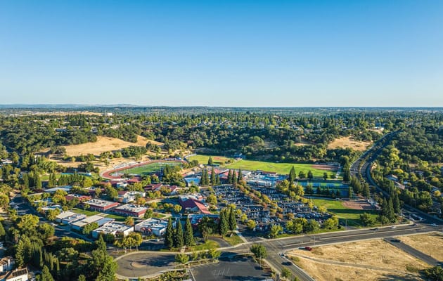 Aerial view of Rocklin Modern Care and surrounding area