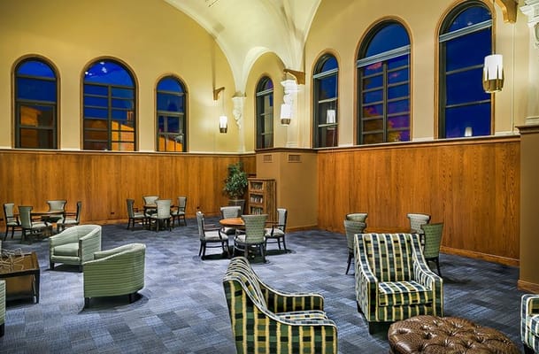 Comfortable lounge area with armchairs and tables