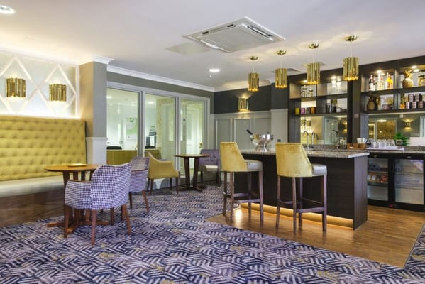 Bright interior lounge area with modern seating