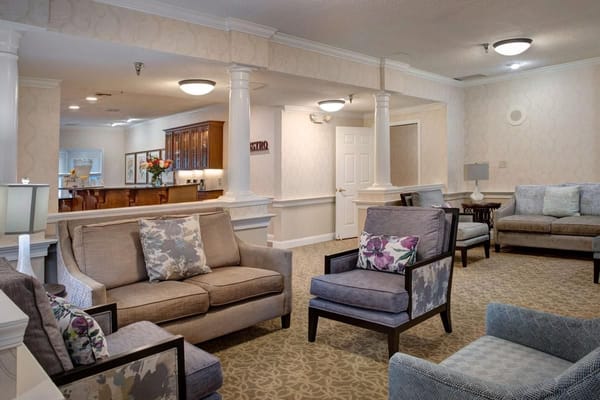 Comfortable seating area in a senior living facility