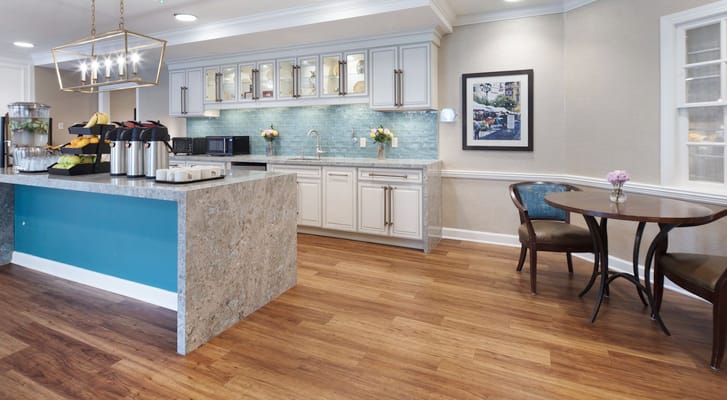 Bright, inviting common area with modern decor