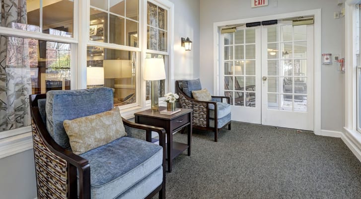 Cozy lobby area with comfortable seating