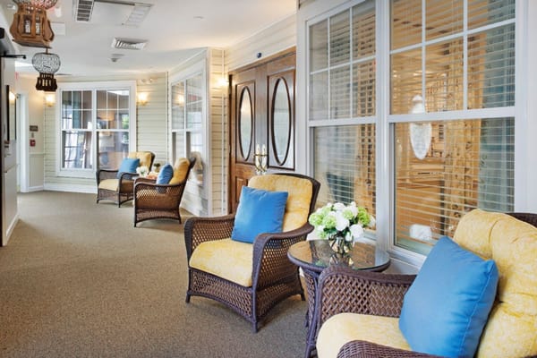 Cozy lounge area with seating and natural light