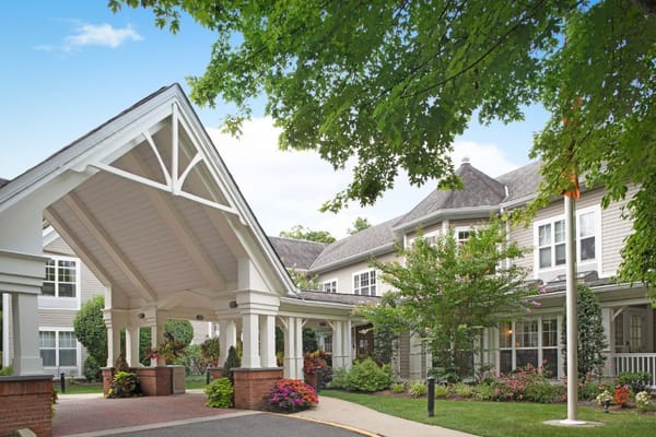 Exterior view of the facility entrance with landscaping