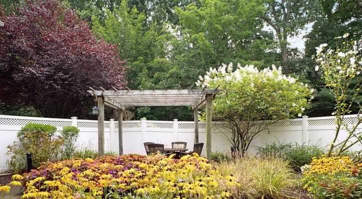 Beautiful outdoor garden space with colorful flowers