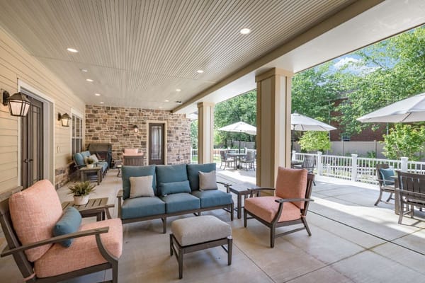 Comfortable seating area on the outdoor patio