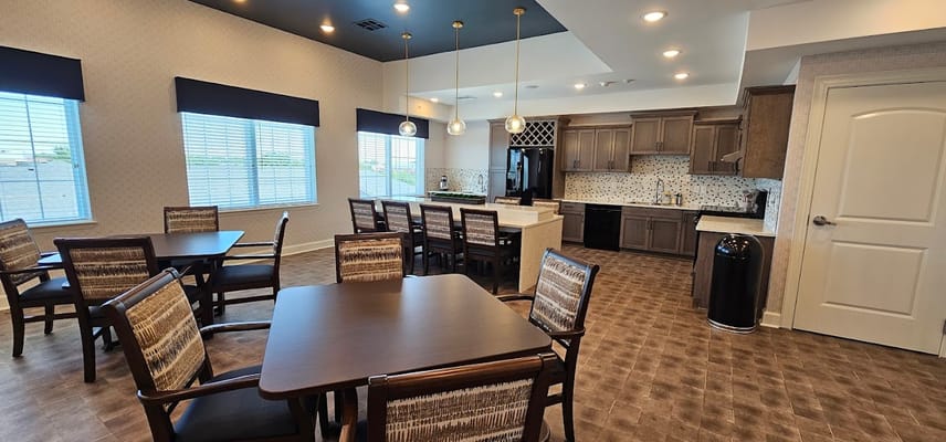 Bright interior dining area with modern furnishings