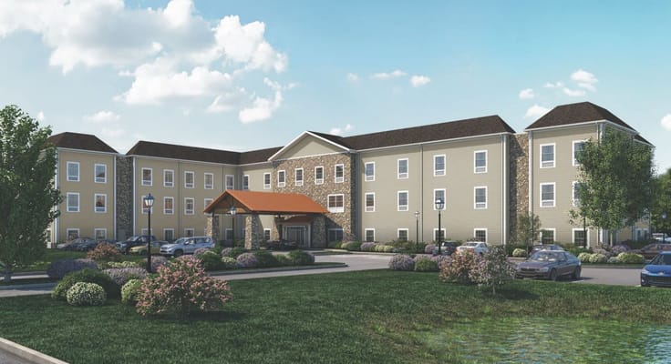 Exterior view of The Chelsea at Sparta senior living facility