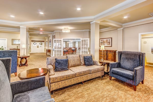 Cozy lounge area with seating and natural light