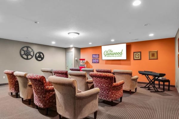 Interior view of a common area with seating