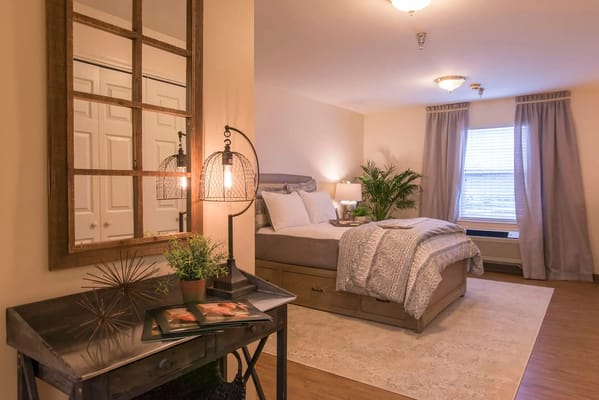 Well-furnished private resident room with natural light