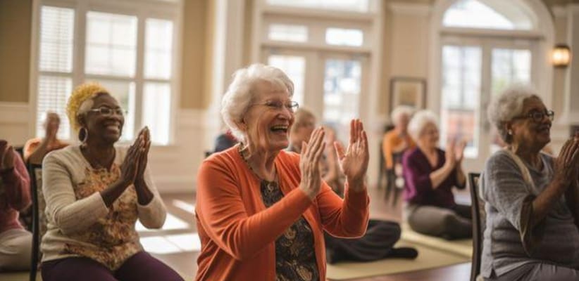 Seniors clapping and enjoying a group activity