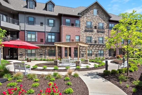 Beautiful outdoor space with seating and landscaping