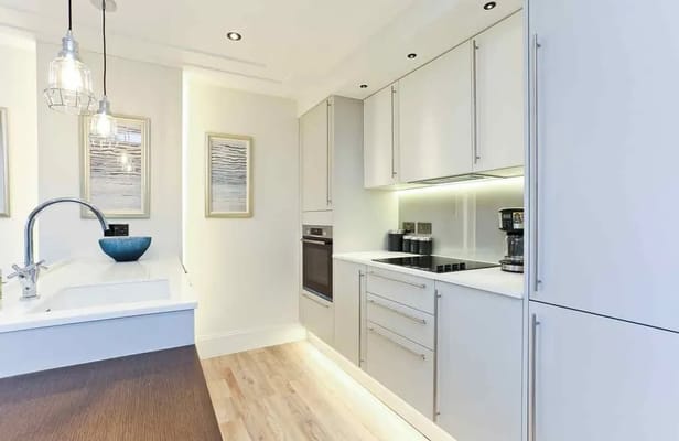 Bright and modern kitchen with sleek cabinetry and appliances