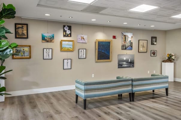 Art displayed in a common area of a nursing home