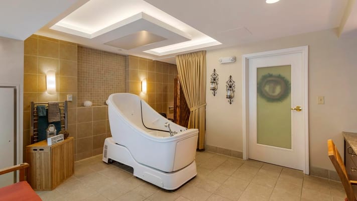 A beautifully designed interior space with a bathing unit