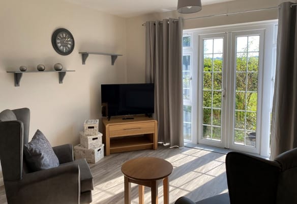 Bright common area with comfortable seating