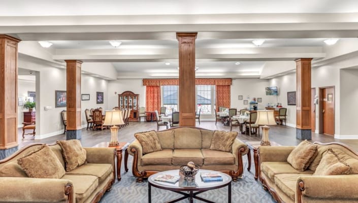 Bright interior of a common area with comfortable seating