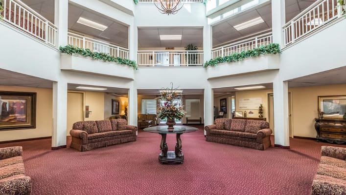 Interior view of common area with seating and decor