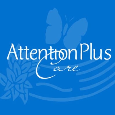 Logo for Attention Plus Care on blue background