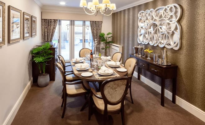 Elegant dining room set for a meal
