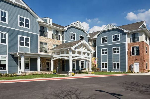 Exterior of Azpira Place of Lake Zurich featuring modern architecture.