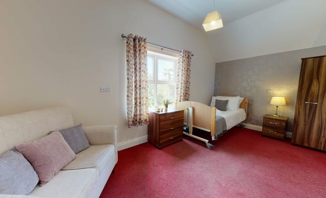 Cozy resident room with furniture and decor