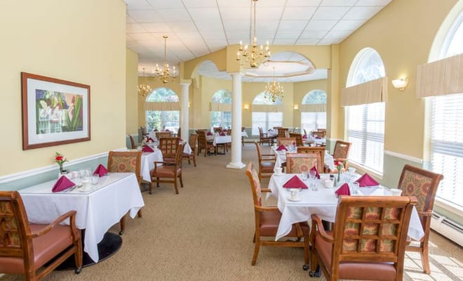 Dining area with elegant table settings