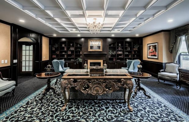 Elegant common area with seating and decorative elements