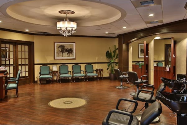 Stylish hair salon area inside the facility