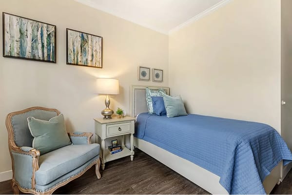 Cozy private resident room with comfortable furnishings