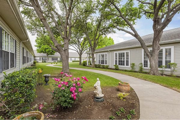 Beautiful outdoor garden with walking paths