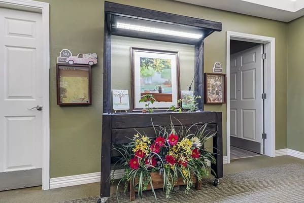 Interior decoration with flowers in common area