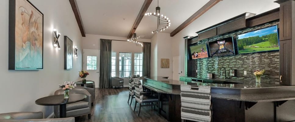 Interior view of a common area with seating and decor