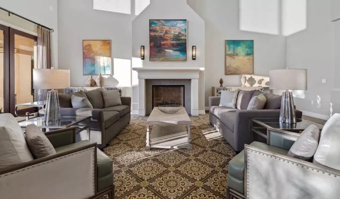 Interior common area with cozy seating and decor