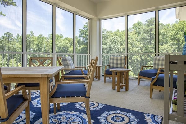 Bright and inviting common area with large windows