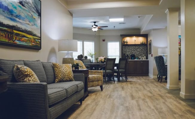 Cozy common area with seating and dining space