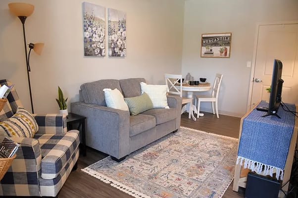 Cozy interior living space with furniture and decor