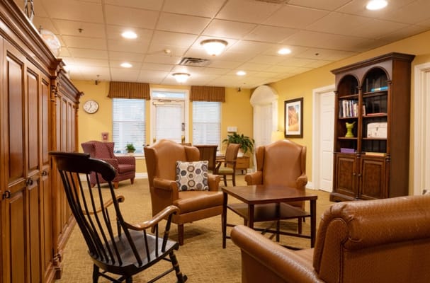 Interior view of a common area with seating
