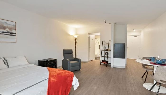 Spacious private resident room with modern furnishings