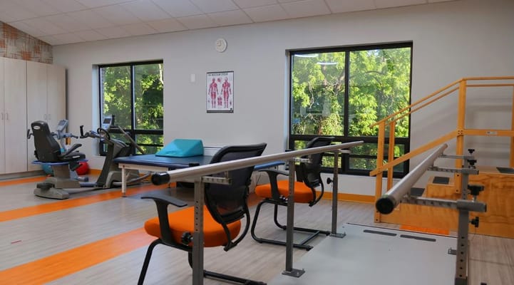 Interior view of a therapy room with equipment