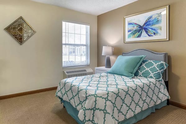 Cozy resident bedroom with decorative accents